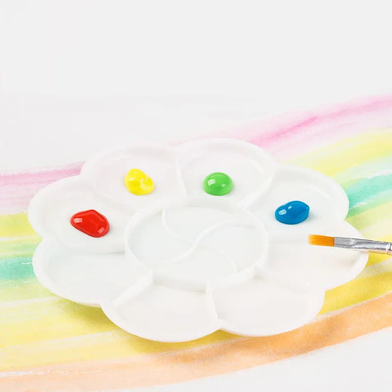 8 см пластиковые формы цветка палета для рисования Рисование лоток цветовая палитра для масло с цветным рисунком мини-палитра