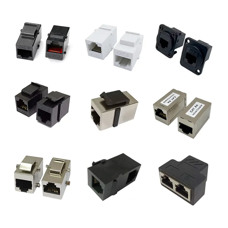 8P8C steker adaptor jaringan cat5e cat6 cat6a rj45 konektor lurus modular jack konektor adaptor rj45 splitter