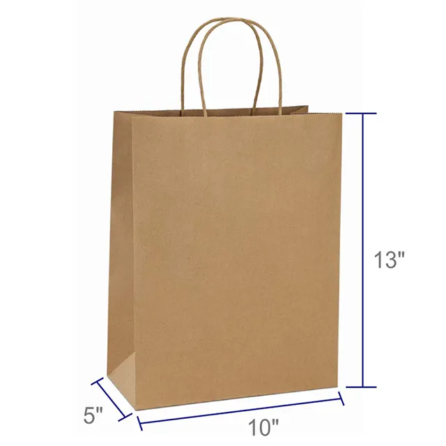 Ultimo disegno unico della spesa marrone sacchetto di carta kraft con manico piatto
