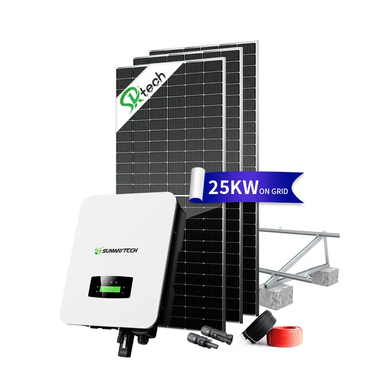 10kw 15kw 20kw 25kw système d'énergie solaire sur réseau kit complet système d'alimentation par panneau solaire pv