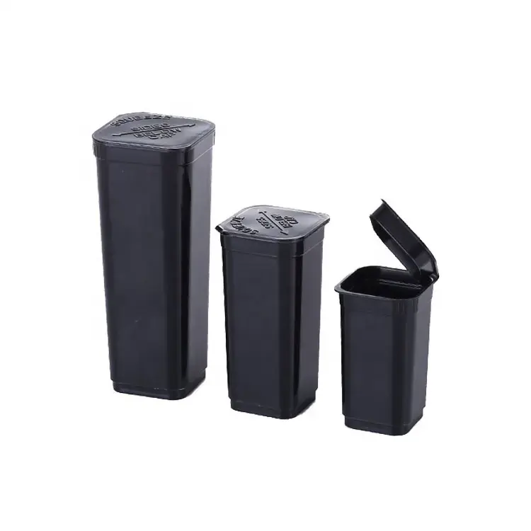 Recyclebare Kindveilige Voedselcontainers Plastic Pp Zwarte Pil Candy Pop Top Flacon Vierkante Knijpfles