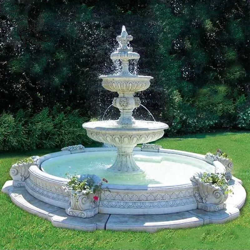 Il giardino all'aperto moderno di pietra naturale ha usato le fontane di acqua di livello di pietra di marmo bianco da vendere