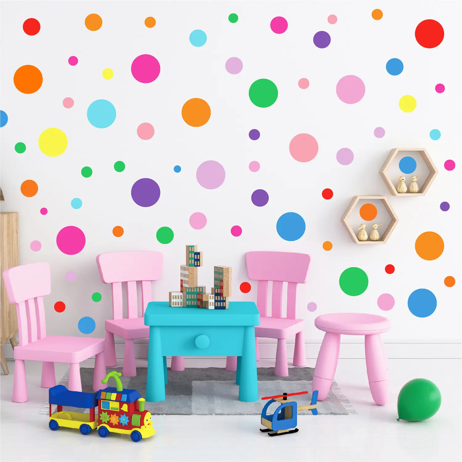 Pegatinas de pared de puntos de PVC impermeables con estampado UV, decoración autoadhesiva para la decoración del hogar de la habitación de los niños