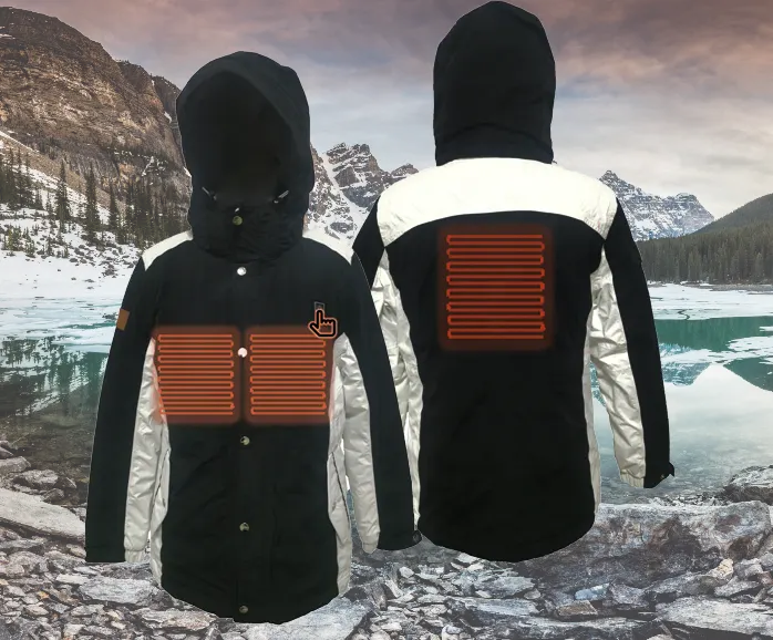 Jaqueta aquecida de inverno de fibra de carbono moda por atacado, jaqueta de inverno ao ar livre