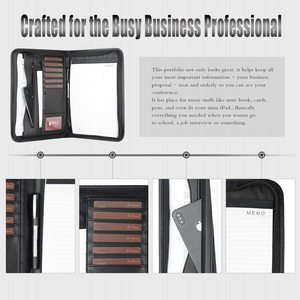 Luxury <strong>Conference</strong> File <strong>Folder</strong> Leather <strong>Folder</strong> Padfolio with <strong>Notepad</strong> Binder Document File Organizer <strong>A4</strong> File <strong>Folder</strong> - Product Image 5