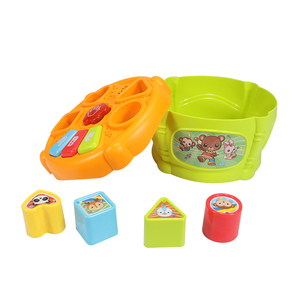 Pil işletmek geometri blok buncket oyuncak plastik bebek oyuncak durm işık ve ses ile - Product Image 2