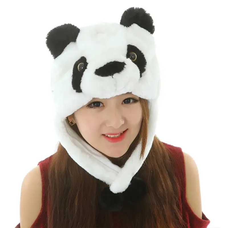 Panda Tiger Plush Animal Hats Thick Ear Protector Windproof Cute Hat Christmas Birthday Cosplay for Adults Kids