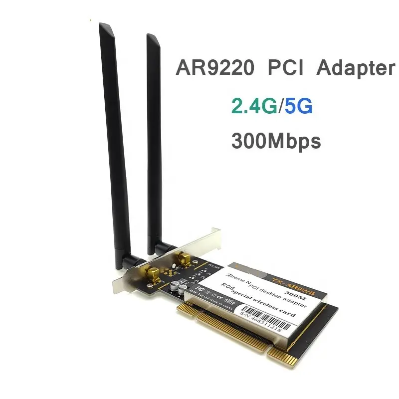 Para Atheros AR9220 802.11a/b/g/n 2,4 GHz/5GHz 300Mbps de sobremesa PCI WiFi adaptador de tarjeta de red inalámbrica por ROS/Wind7/8/10