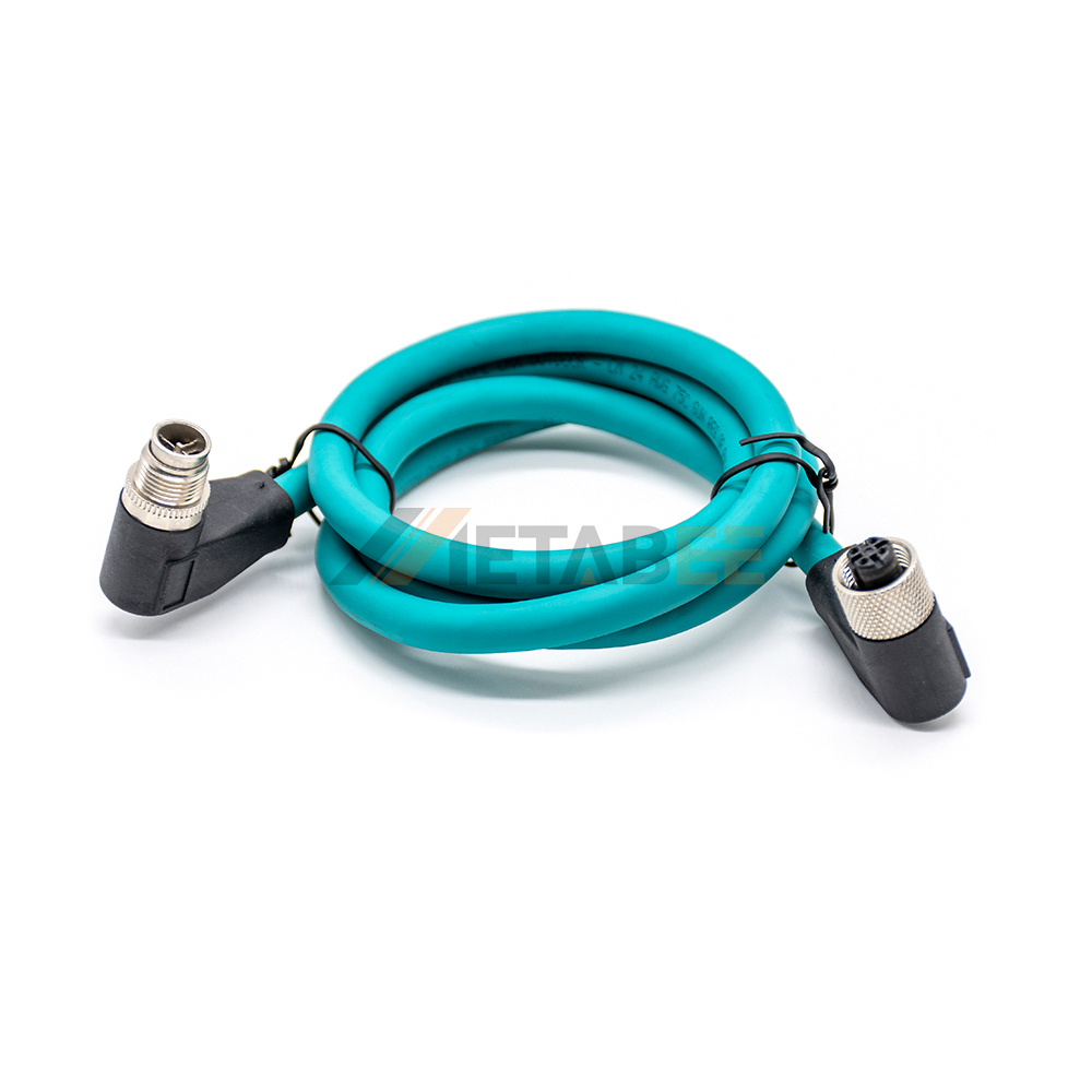 M12 X-Code Right Angle Male to X-Code Male