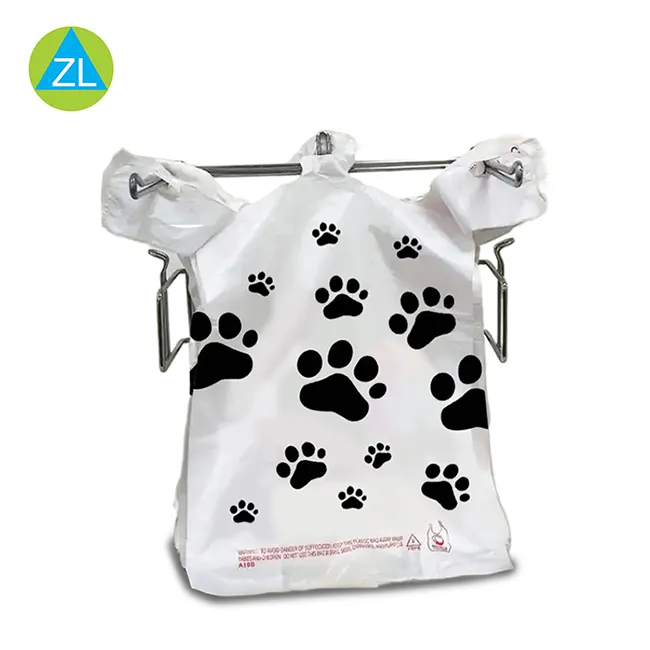 Respetuoso del medio ambiente personalizado impreso 8x5x16 pulgadas lindo gato de dibujos animados garras reutilizable camiseta bolsa de compras para supermercado de mascotas