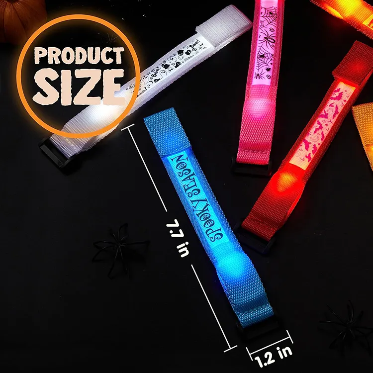 All'ingrosso su misura di Halloween tema bambino led bracciale rinfuse dame tela tessuto regolata led braccialetto per i bambini