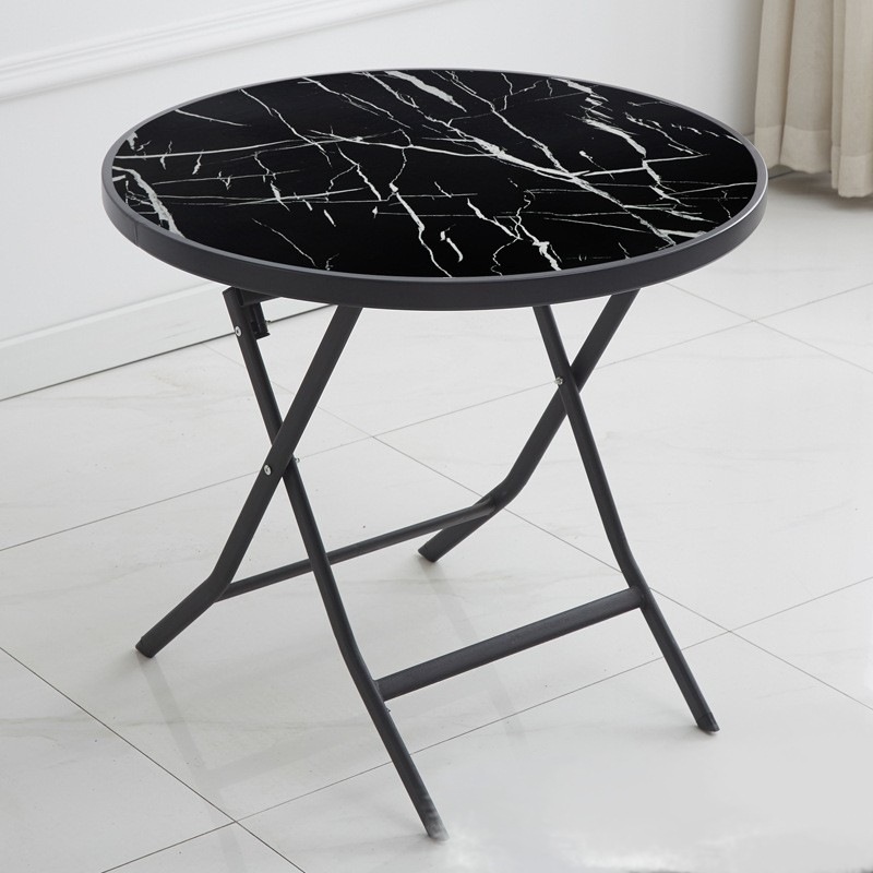 Round table with black marble pattern