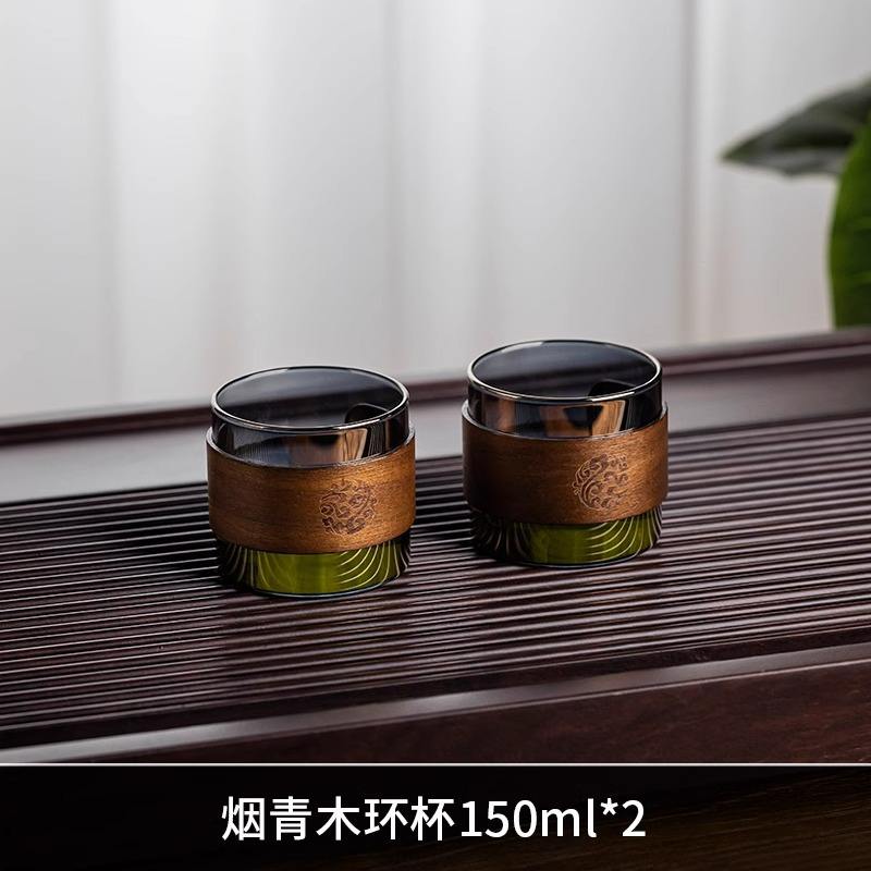 ถ้วยวงแหวนไม้รมควัน 150 มล.*2