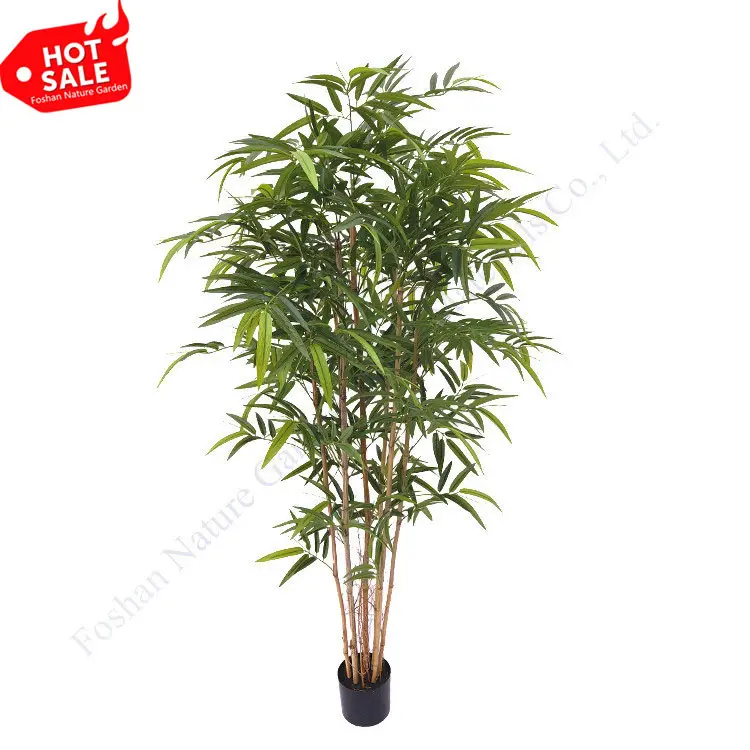 Planta de hojas de bambú falsas para interiores, venta al por mayor, árbol de bambú Artificial
