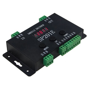 SP201E DMX至SPI控制器解码器5通道DMX512 RGB WW解码器发光二极管控制器，用于DC5-24V可寻址像素灯带