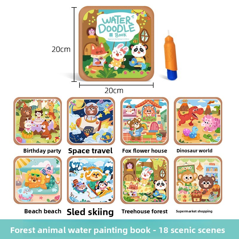 Libro ad Acquerello con Animali della Foresta (Riutilizzabile)