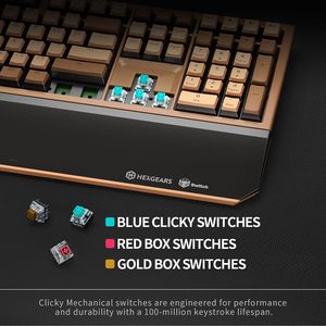 Hexgears X5 nâu 108 phím Ergonomic không dây chơi Game bàn phím cho chơi game gõ - Product Image 4