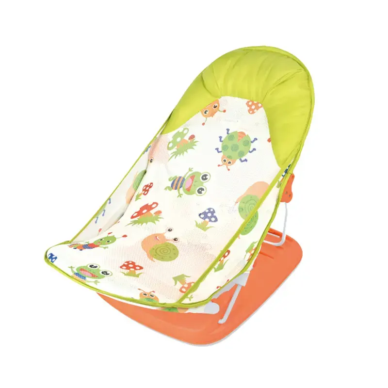새로운 디자인 아이 미끄럼 방지 안전 목욕 의자 조절 가능한 등받이 부드러운 메쉬 슬링 아기 목욕 욕조 의자