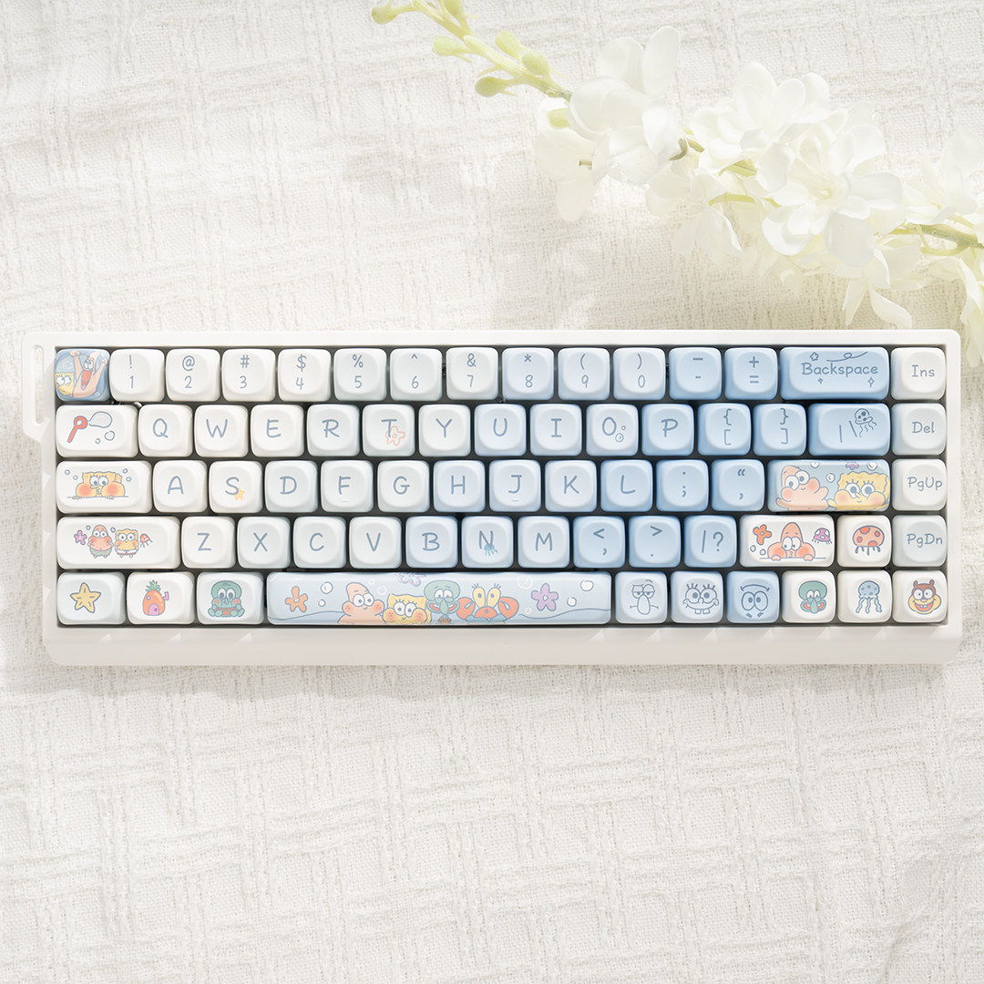 คีย์บอร์ด White-M68 + คีย์แคป M-OA Haimian