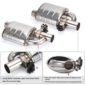 Stainless Steel 2.5&quot; 3&quot; Slant Outlet <strong>Tip</strong> Inlet Variable Exhaust Muffler With Vacuum Exhaust Cutout Electric Control <strong>Valve</strong> Kit - Product Image 4