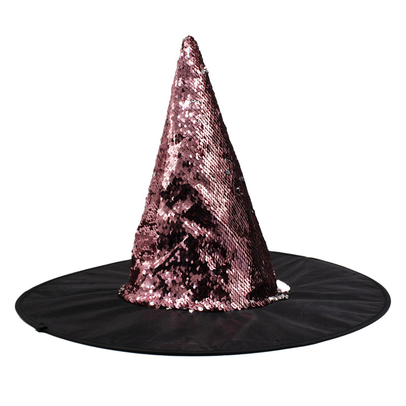 Cappello da strega reversibile con paillettes marrone