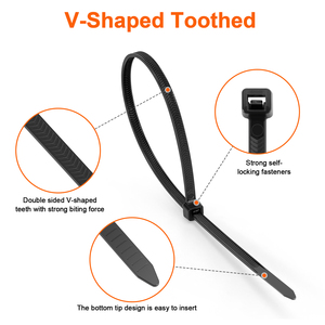 Quan hệ cáp Nylon hình chữ V Răng tự khóa nhiệm vụ nặng nề và bền với 120 lbs độ bền kéo 300mm chiều dài - Product Image 4