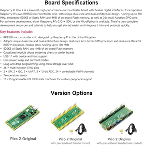 Aismartlink WAVESHARE 7 Items <strong>Sensor</strong> Kit, Compatible with <strong>Raspberry</strong> <strong>Pi</strong> Pico <strong>2</strong> Microcontroller Board ,Based on RP2350 Chip - Product Image 4