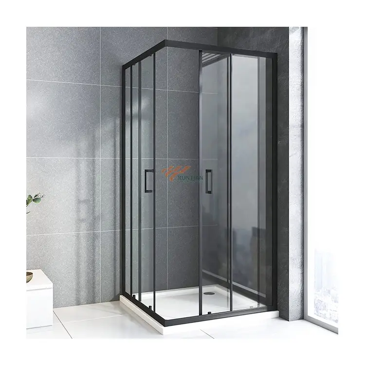 Cabine de douche standard complète 100x100cm camping autoportante carrée en verre à 4 faces