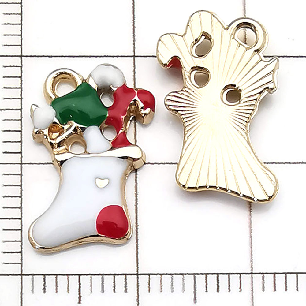 1 white dripping Christmas stocking - 1g - 10*19mm - 12530