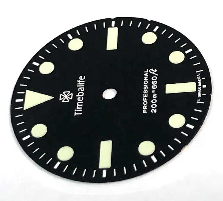 Fit 7 s25 7 s26 NH35 NH36 movimento nero stampato 0.2mm a soffietto 8 ore quadrante dell'orologio personalizzato C3 Super luminoso