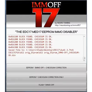 IMMO-OFF 17 IMMOFF17 <strong>Software</strong> Activate Version EDC17 MED 17 Ecu <strong>EEPROM</strong> IMMO PATCH Checksum Correction To IMMO OFF Flash - Product Image 5