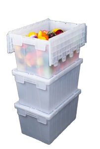 12 gallon nhựa Stackable lưu trữ keepbox Tote container với kèm theo bản lề nắp cho thuê vận chuyển hậu cần - Product Image 6