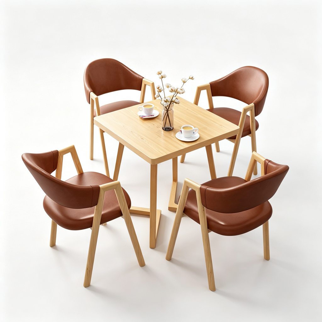 Natural wood tone+Brown chairs