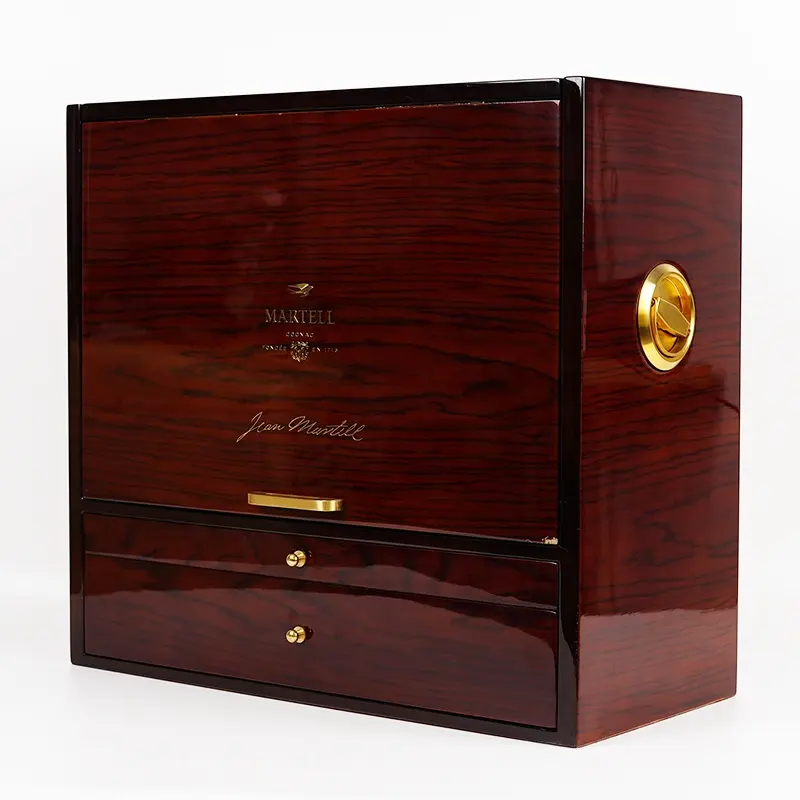 High-end Luxury Wooden Wine Box Packaging Piano Lacquer Wood Cognac Whisky Display Case Custom Perfume Gift Box