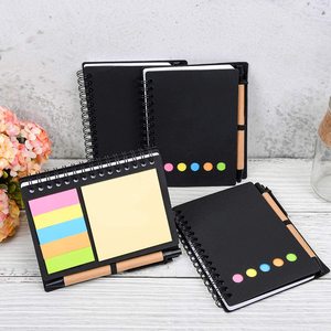 Sticky Notes and Page Marker Colored Index Tabs Lined Spiral Kraft Paper Cover <strong>Notepad</strong> with Pen in Holder - Product Image 4