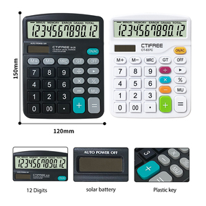 เครื่องคิดเลขตั้งโต๊ะ CT-837 12หลักปรับแต่งโลโก้ลบบัญชีแบตเตอรี่พลังงานแสงอาทิตย์ไฟ LED แสดงผลขนาดใหญ่เครื่องคิดเลขอิเล็กทรอนิกส์ - Product Image 3