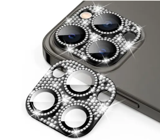 Bling Metal Glitter Diamond Camera Lens Protector per iPhone 14 13 12 11 Pro Max Plus 13 12 Mini 14 Pro protezione dello schermo in vetro