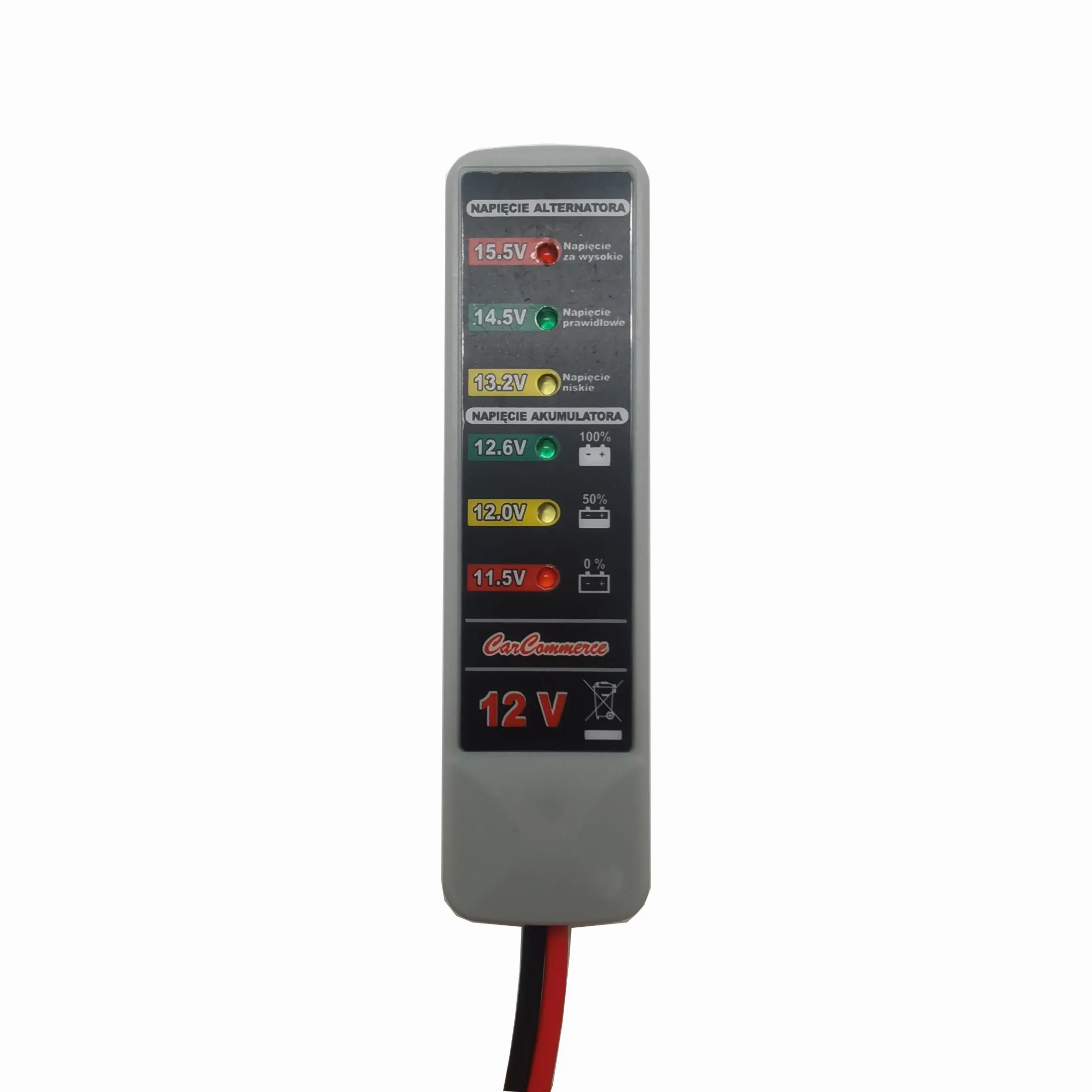 Testador de bateria digital automático portátil 12V, alternador com 6 luzes LED para testador de bateria de carros e motocicletas