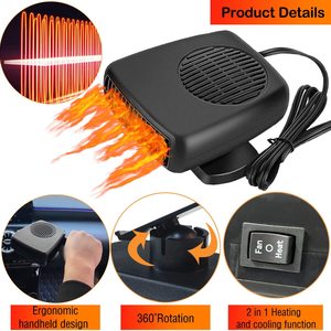 Taşınabilir araba 2 in 1 eğlenceli ve ısıtıcı fanı araç elektronik havalı ısıtıcı 12V 200W araç ön camı isıtıcı buğu çözücü buz çözücü - Product Image 4