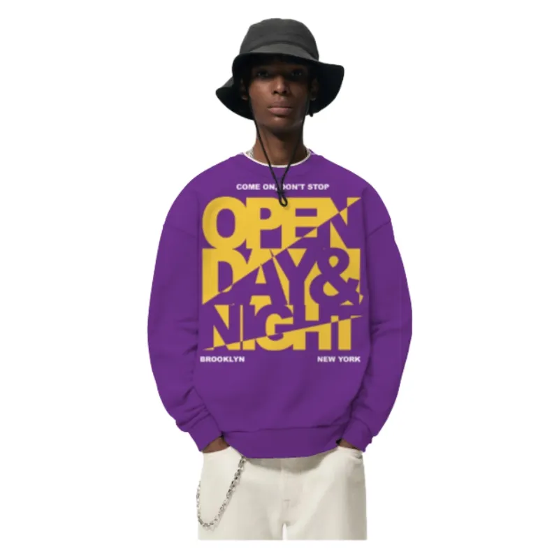 Wholesale Oem High Quality Custom Logo Pullover Plain Oversized Round Collar Men's Hoodies & Sweatshirts