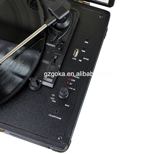 Reproductor de radio portátil Retro, vinilo programable, doble tocadiscos, CD, cassette - Product Image 4