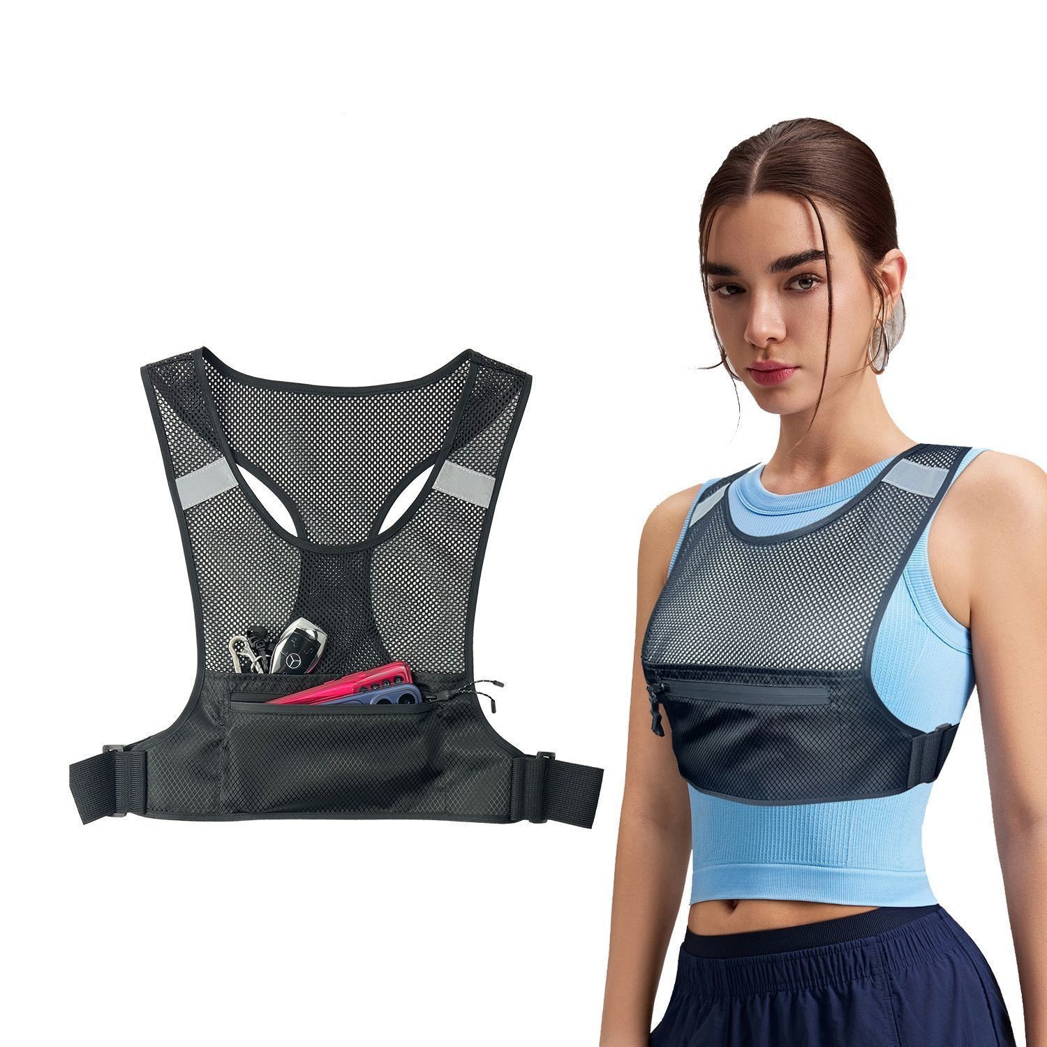 Black Sports Glow-in-the-Dark Vest Bag