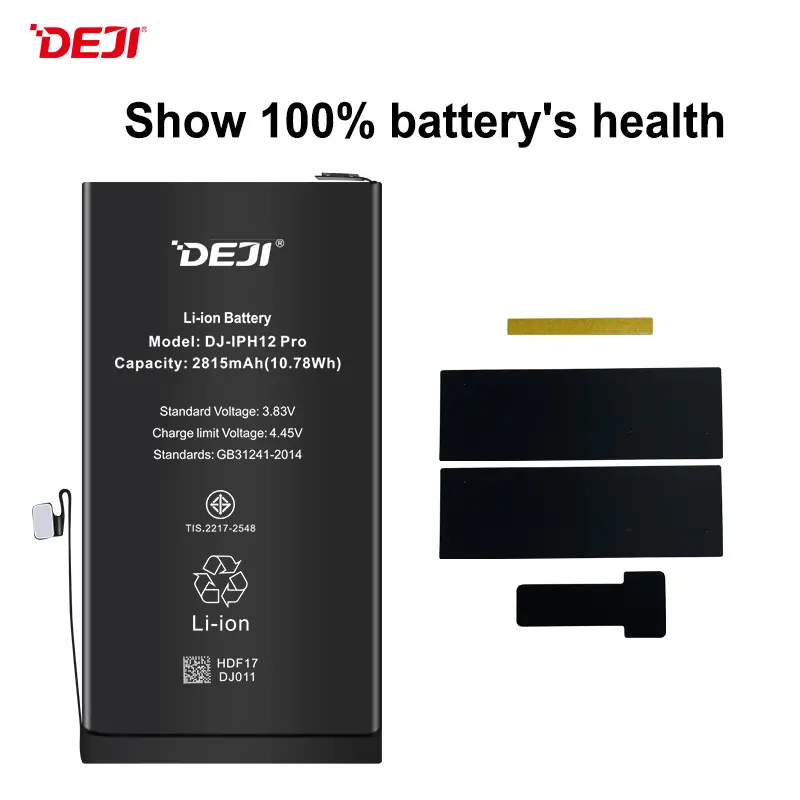 DEJI New Upgrade 100% Health Battery for iPhoneポップアップ12 pro