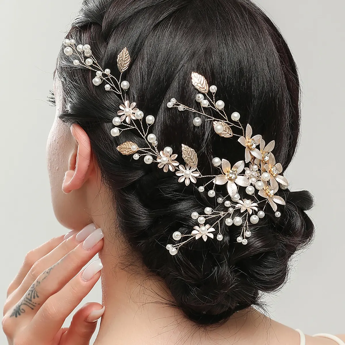 Copricapo da sposa di lusso in stile europeo accessori per capelli da sposa fascia per capelli da sposa con foglie d'oro