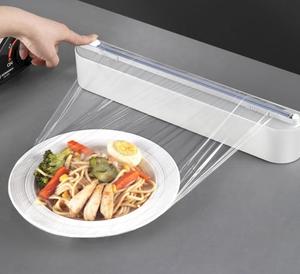 キッチンでの食品保存のためのプラスチックラップスライドカッターしがみつくフィルムディスペンサー