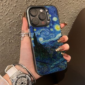 IPhone 16 Plus 15 Pro Max 14 13 12 11携帯電話IMD女性用油絵スカイカラーシルバー携帯用ケース