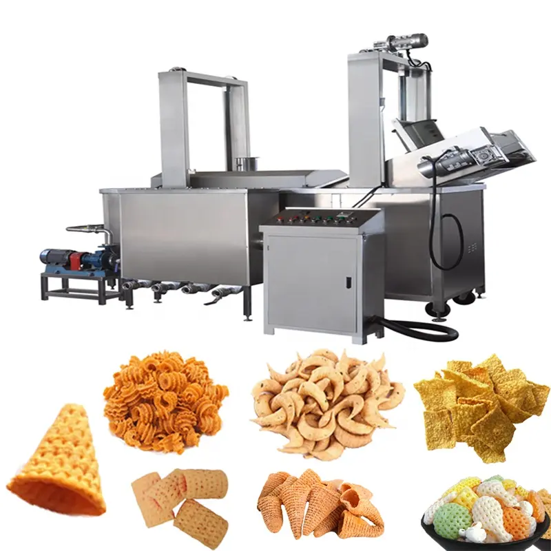 Extruded Full Automatic Fried 3D Pellet Bugles Chips Snack Food Processing Making Machine Production Line