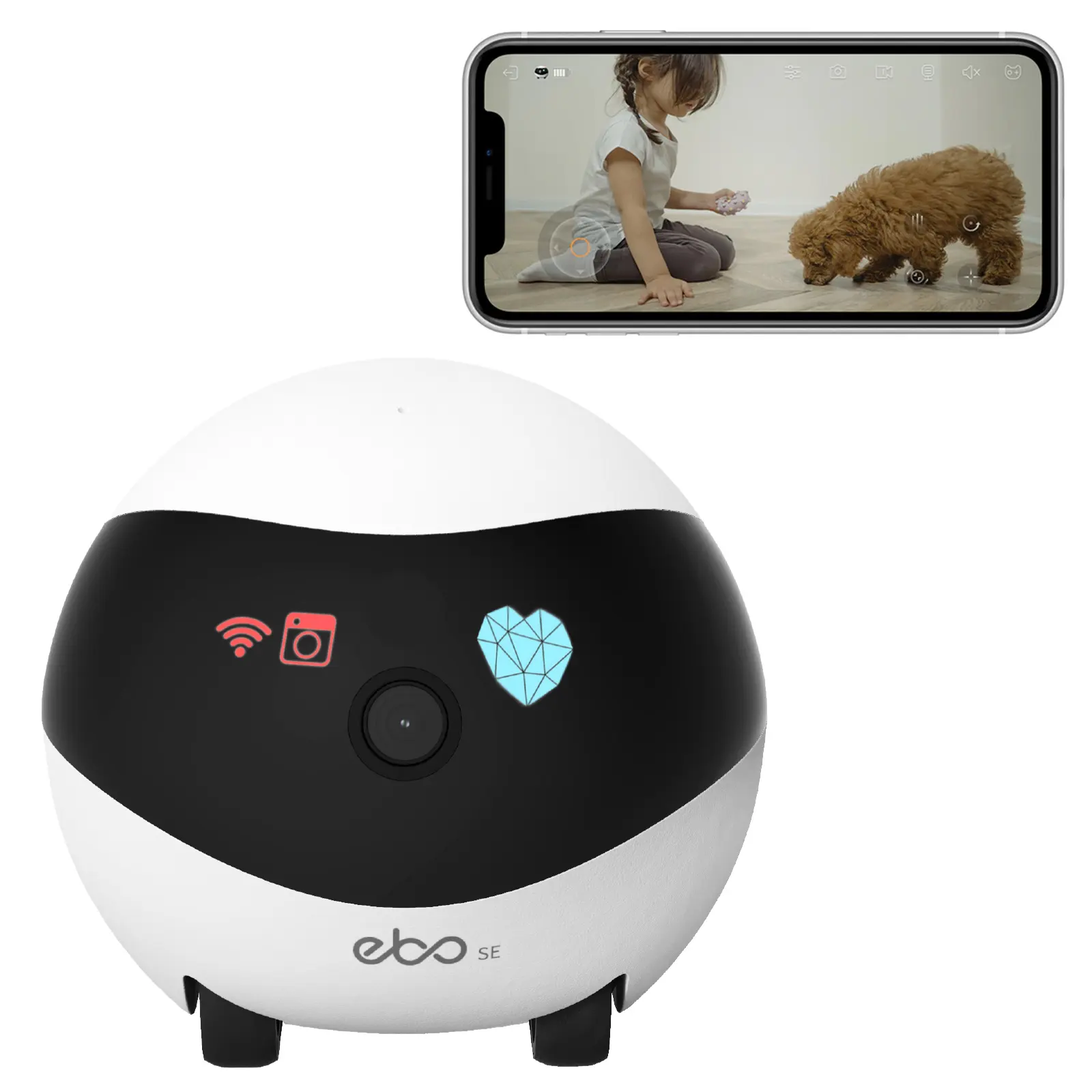 32G Smart App Control Ebo SE Pet Companion Robot Cámara Electron Interactive Robotic Toys para Cat Children The Aged