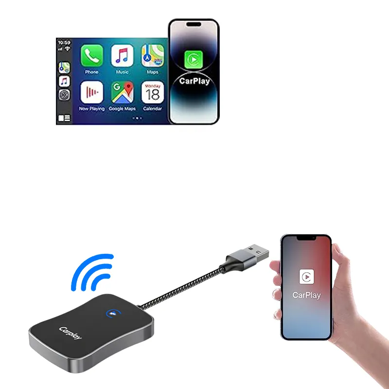 BOYI drahtloses Carplay Mini Plug-And-Play Auto-Smart-Adapter verdrahtet auf drahtloses Car Play Auto-Umdrehen für Android Auto