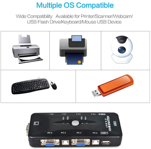 4-Port <strong>KVM</strong> <strong>Switch</strong> Box with USB VGA Cables Plug and Play PC Monitor Keyboard Mouse <strong>Switches</strong> for Computer in Stock